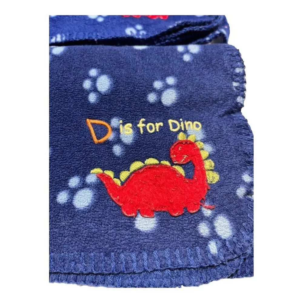 2 Circo D Is For Dino Dinosaur Blue Fleece Baby Blankets Paw Print Target